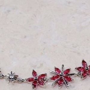 eye4jewelry Accessories - Silver sun bursts with Ruby & White Topaz Bracelet eye4jewelry Accessories - Silver sun bursts with Ruby & White Topaz Bracelet